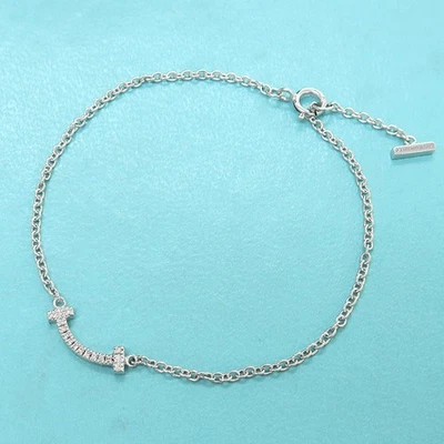 Tiffany & Co. T Smile Diamant 18K Weißgold Armband Mini 5,9" - Bild 1 von 4