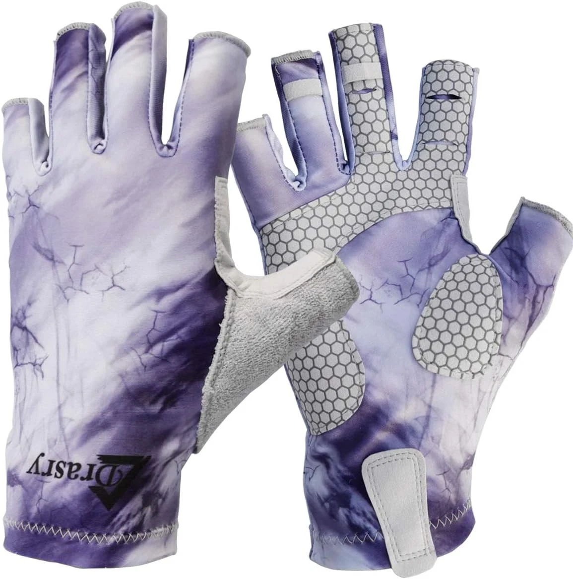 Drasry UV Protection Fishing Fingerless Gloves Men Small, Purple - Storm