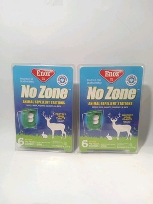 Enoz No Zone Animal Deterrent Stations 6 Pre-Filled Stations Repells Deer 2 pack