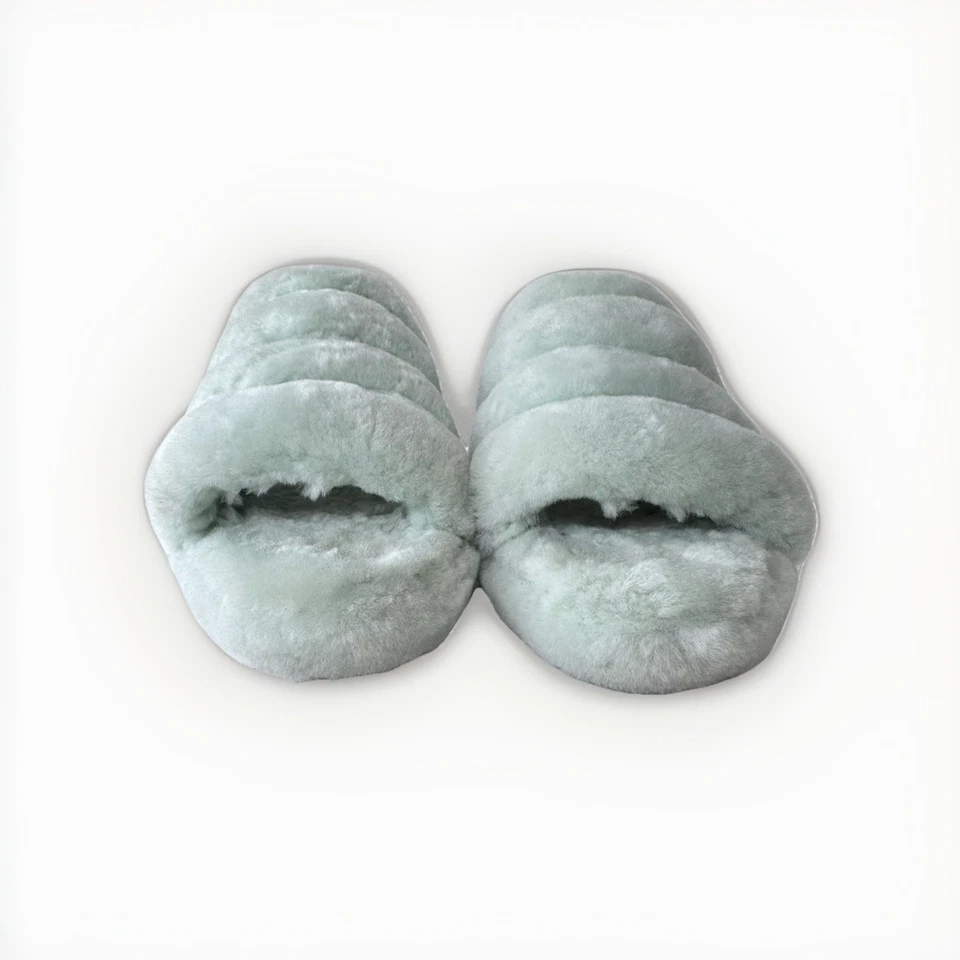 UGG PELUSA YEAH SLIDE RETRO COMO NUEVO MOCASÍN SANDALIAS ZAPATOS PLANOS TALLA 7 Foto 4 de 4