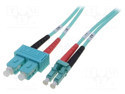 LWL-Patchkabel OM3 LC/UPC,SC/UPC türkis LSZH