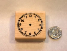 Handless Clock Teacher's Rubber Stamp, wood mounted