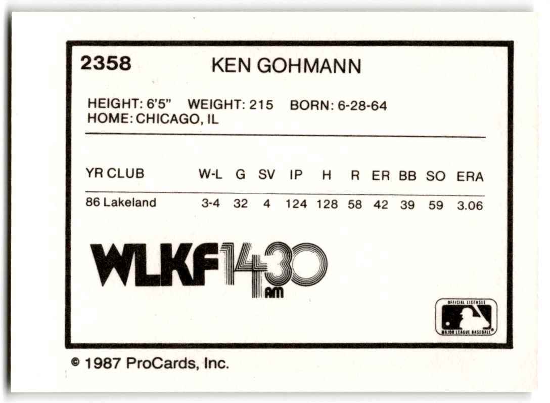 1987 ProCards Ken Gohmann Lakeland Tigers #2358 | eBay 1987 ProCards Ken Gohmann Lakeland Tigers #2358 | eBay