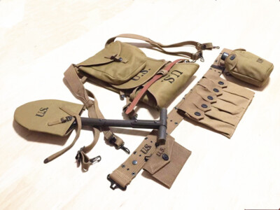 WW2 US ARMY SHOVEL SPAD THOMPSON MAGAZINE BAG 1928 HAVERSACK FIELD