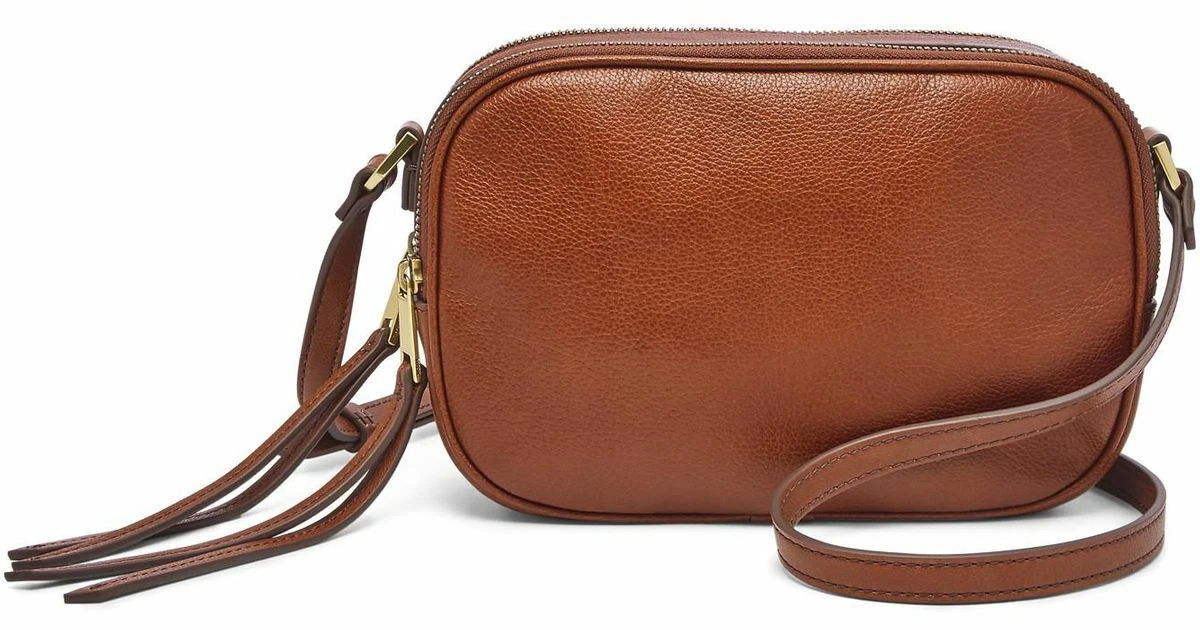 Fossil Maisie Brown Leather Oval Crossbody Bag SHB2419213 Brandy NWT 138 FS
