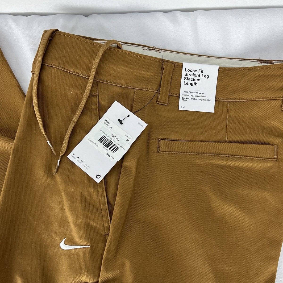 Nike Life Men's El Chino Pants FD0405-270 Ale Brown/White | eBay