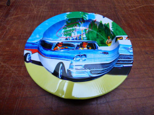 Ford Thunderbird T-Bird motif ashtray Ø13.5x1.5 cm steel galvanized & painted - Picture 1 of 2