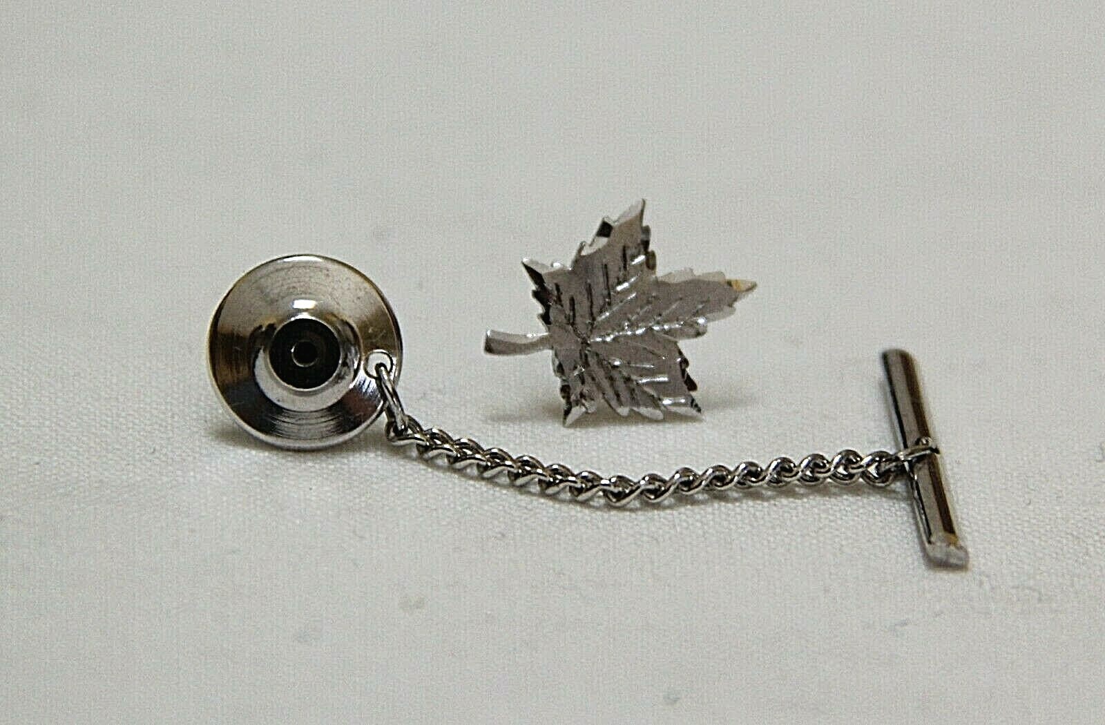 Forstner Signed Sterling Silver Maple Leaf Tie Ta… - image 1