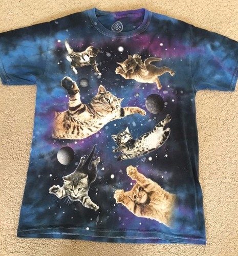 Dom Top Space Kitty Cat Tie Dyed T 