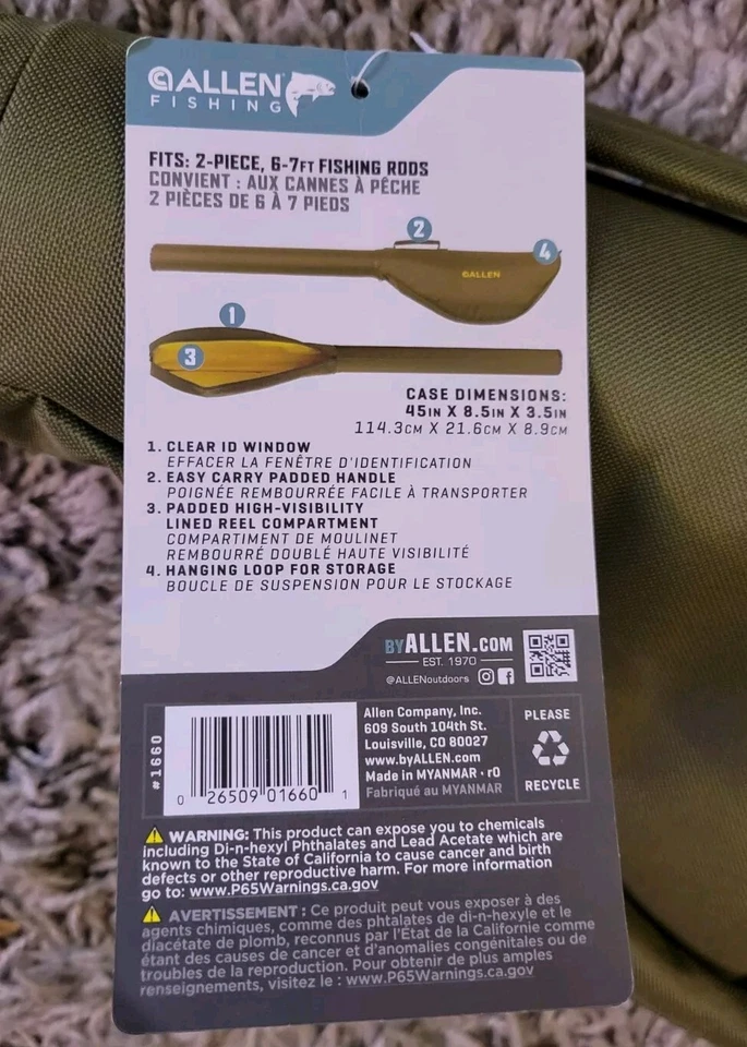 🔥🔥 Allen Company RIPRAP 2 piezas caña de pescar y carrete estuche de viaje 45" nuevo con etiquetas Foto 4 de 4