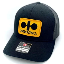 Komatsu Equipment Vintage Patch Hat - Black Richardson 112 Trucker Cap