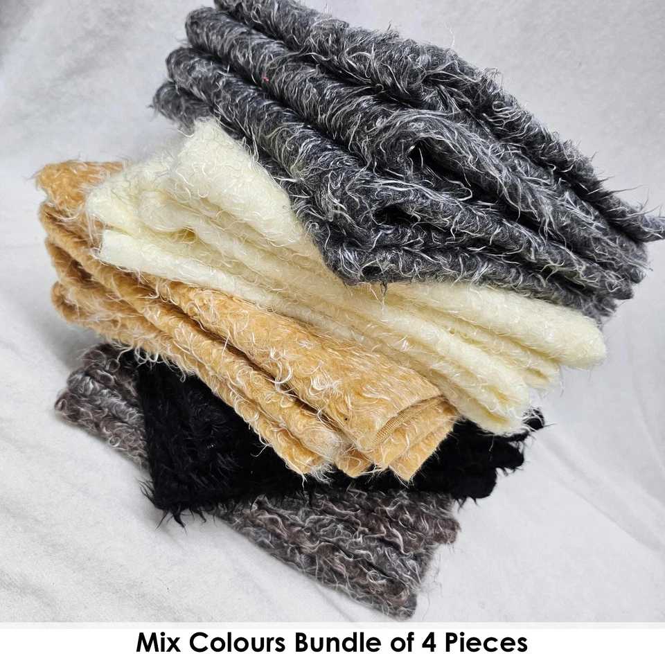 Tela de piel peluda imitación oveja lana polar, paquete de 4 piezas, 50x40 cm cuadrado, Neotrims Foto 2 de 4