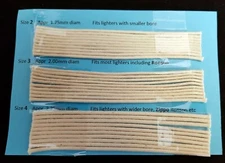 30 Mixed Finest British Petrol Lighter Wicks, 10 of each size 2,  3 and 4