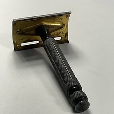Gillette Vintage Razor double edge BLACK HANDLE Reg U.S. Patt. Off USA