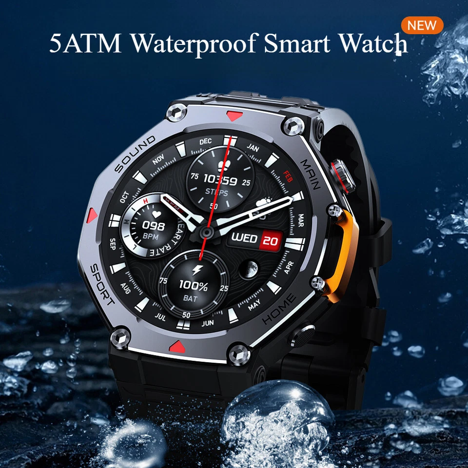 2025 Smart Watch Military Tactical Sport Heart Rate Fitness Tracker Waterproof - Image 2 of 4