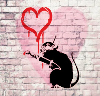 Schablone - Banksy Love Rat 25x18 cm - Stencil DIN A4 Grafitti