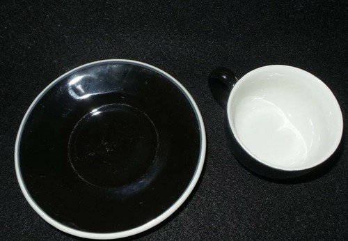 Vintag Black & white Heavy Duty Demitasse Espresso, Chocolate, Tea Cup & Saucer - Picture 8 of 8