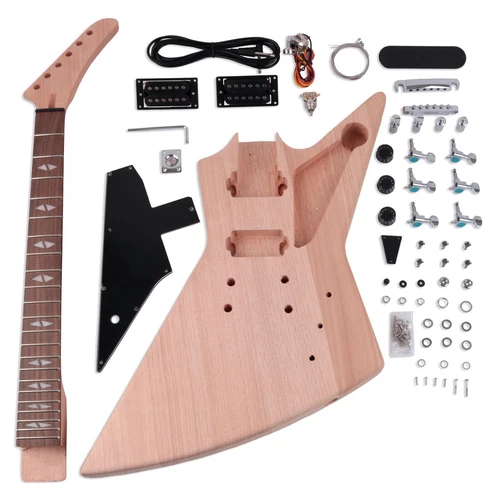 DIY Electric Guitar Kit Mahogany Neck Ex type Unique Inlay Free Shipping