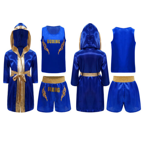 Kids Boys Set Metallic Trim Outfit Cloak Suit Hooded Uniform Vest Halloween - Picture 32 of 46