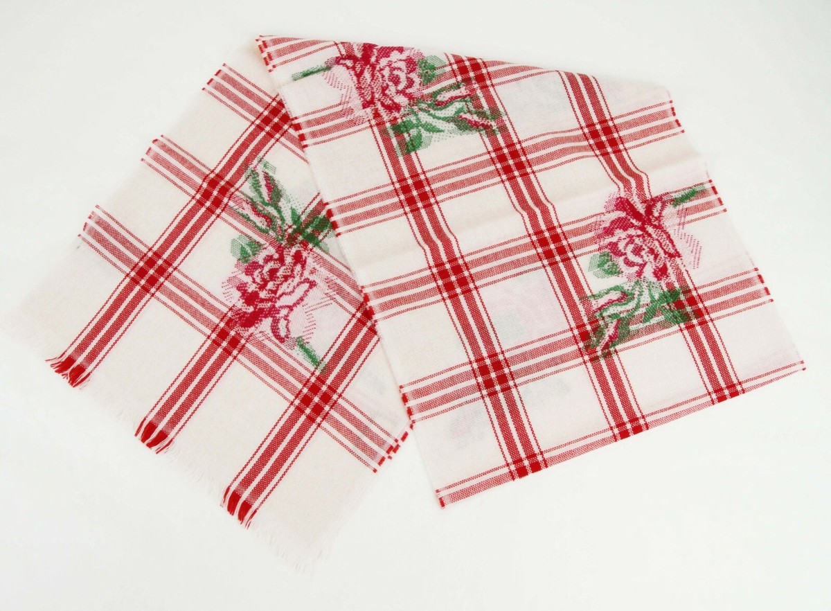 Gucci★素敵！Off White Wool Plaid Rose Print Scarf Muffler New Gucci Unisex Off White Wool Plaid Rose Print Scarf