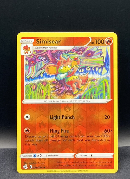 simisear pokemon card value Pokemon Card - SWSH - Fusion Strike Simisear 038/264 Reverse Holo