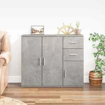 vidaXL Credenza Grigio Cemento 91x29,5x75 cm in Legno Multistrato