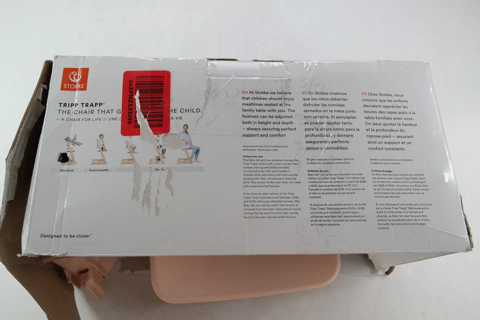 Stokke Tripp Trapp Baby Set V4 en Color Rosa con Arnés y Pedales NUEVO CAJA MALA Foto 4 de 4