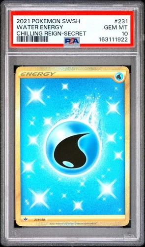 PSA 10 Water Energy 231/198 Pokemon Chilling Reign SWSH Secret Rare Gold 2021