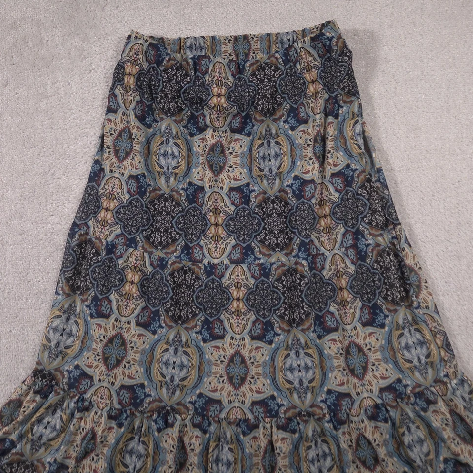 Christopher & Banks Skirt Womens Petite Medium Blue Boho Print Ruffle Hem Lined - Image 3 of 4
