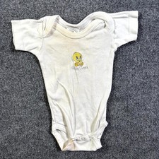 VTG 1999 Looney Tunes Tweety Bird One Piece Baby Small White Warner Bros.