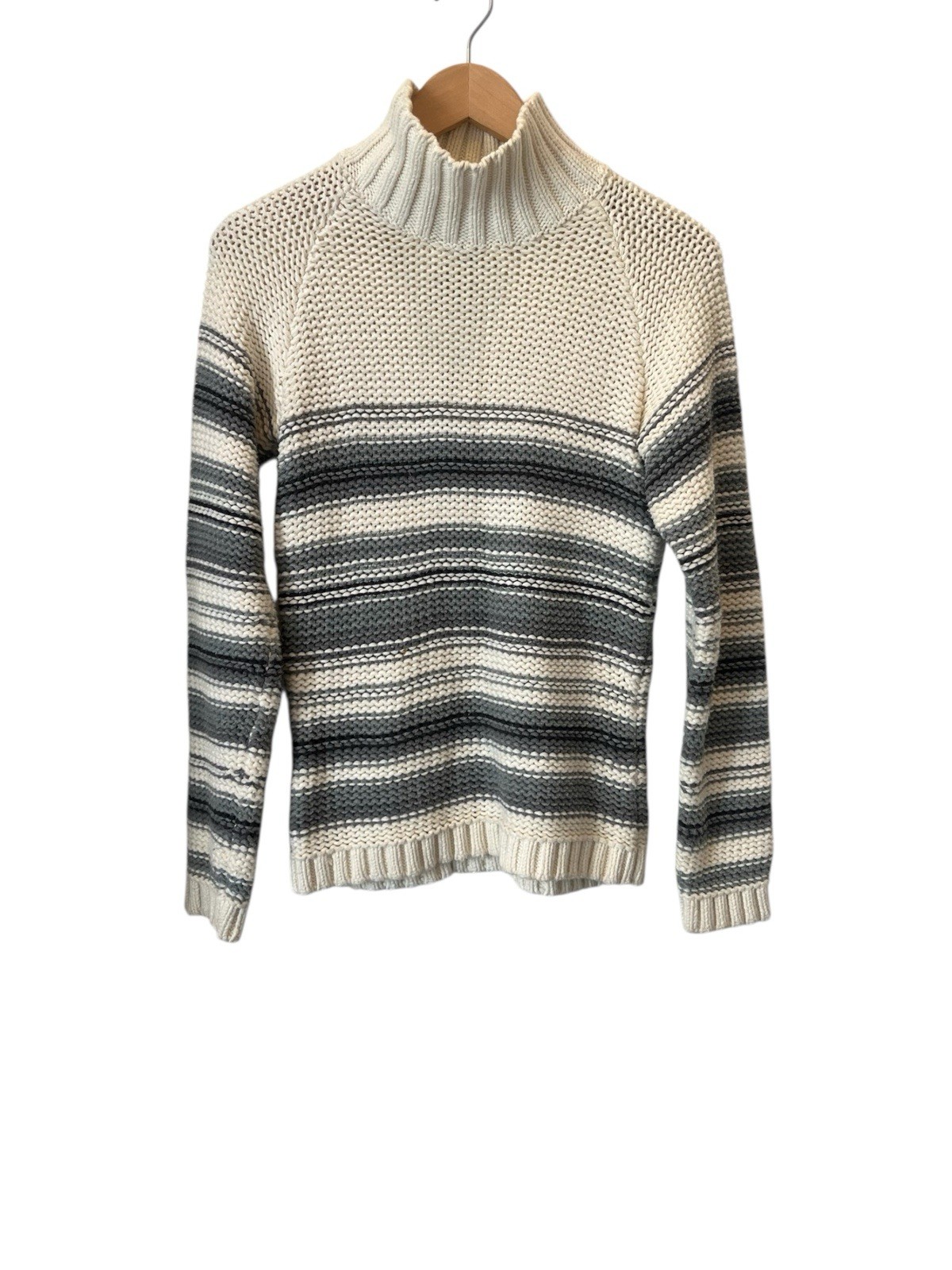 Eddie Bauer Women's Pullover Sweater Turtle Neck Stripe Knit