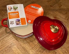 Le Creuset L'Amour Collection 1.25 Quart Heart Shaped Shallow Cocotte, Cerise