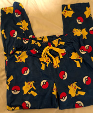 Pok mon Pikachu men s L Fleece Pajama Pants Drawstring Elastic Waist 0048