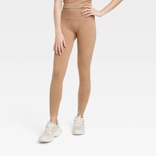 Women'S High-Rise Ribbed Seamless 7 8 Leggings Joylab Tan L