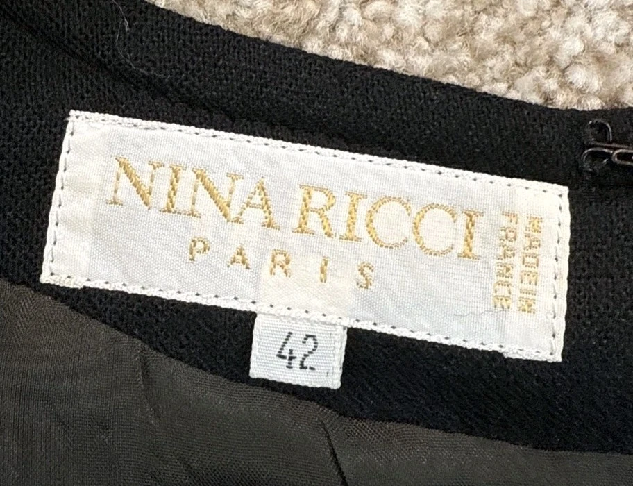 Vestido midi manga larga Nina Ricci Paris para mujer talla 42 negro 100 % lana Foto 4 de 4