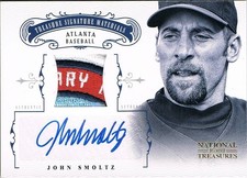 2012 JOHN SMOLTZ National Treasures Signature Material Prime Autograph Patch /25