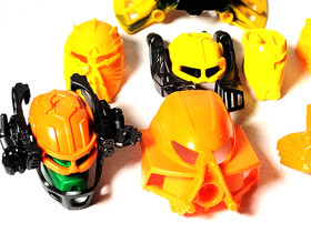 Lego Bionicle Yellow Head Face Masks Lot Assorted Orange Replacement Parts