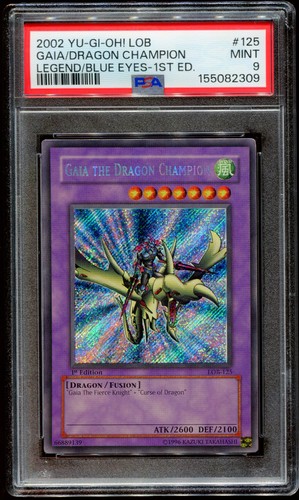 2002 YU-GI-OH! LOB 1ST EDITION GAIA THE DRAGON CHAMPION LOB-125 RARE PSA 9 MINT