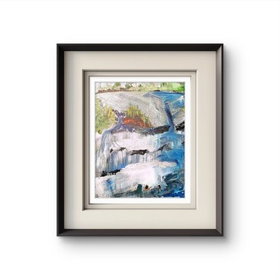 Landscape Water Feature Abstract Expressionist Original Painting Canvas 11x14