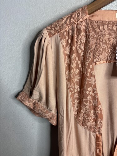 Anthropologie Tiny Blouse Womens Medium Pink Embroidered Sheer Lace Floral Top - Picture 6 of 10