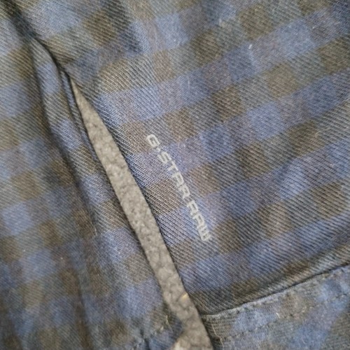 G Star Raw Shirt Mens S Blue Black Check Tailor Heavy Flannel Pearl Snap Western - Picture 12 of 20