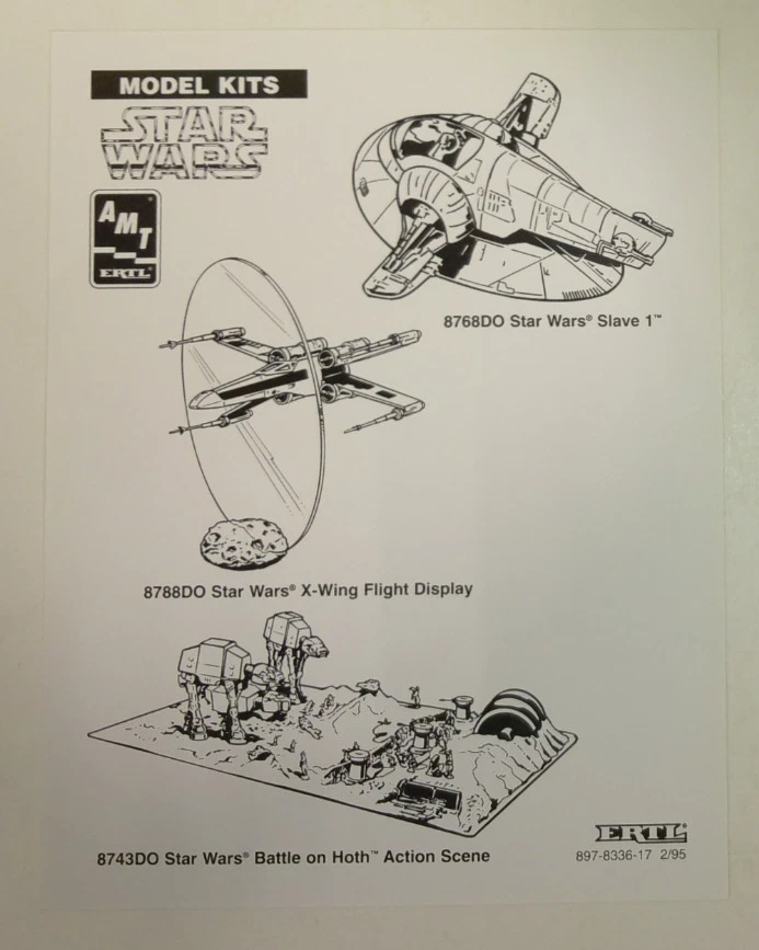 RARO 1995 Lote de 3 Clip Art Blanco y Negro AMT/ERTL Star Wars Foto 3 de 4