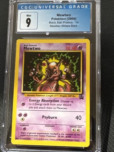 CGC 9 MINT Mewtwo 2000 Black Star Promos 14 Mewtwo Strikes Back Pokemon Card