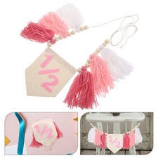 6 Months Birthday Decorations High Chair Banner Bunting for Girls