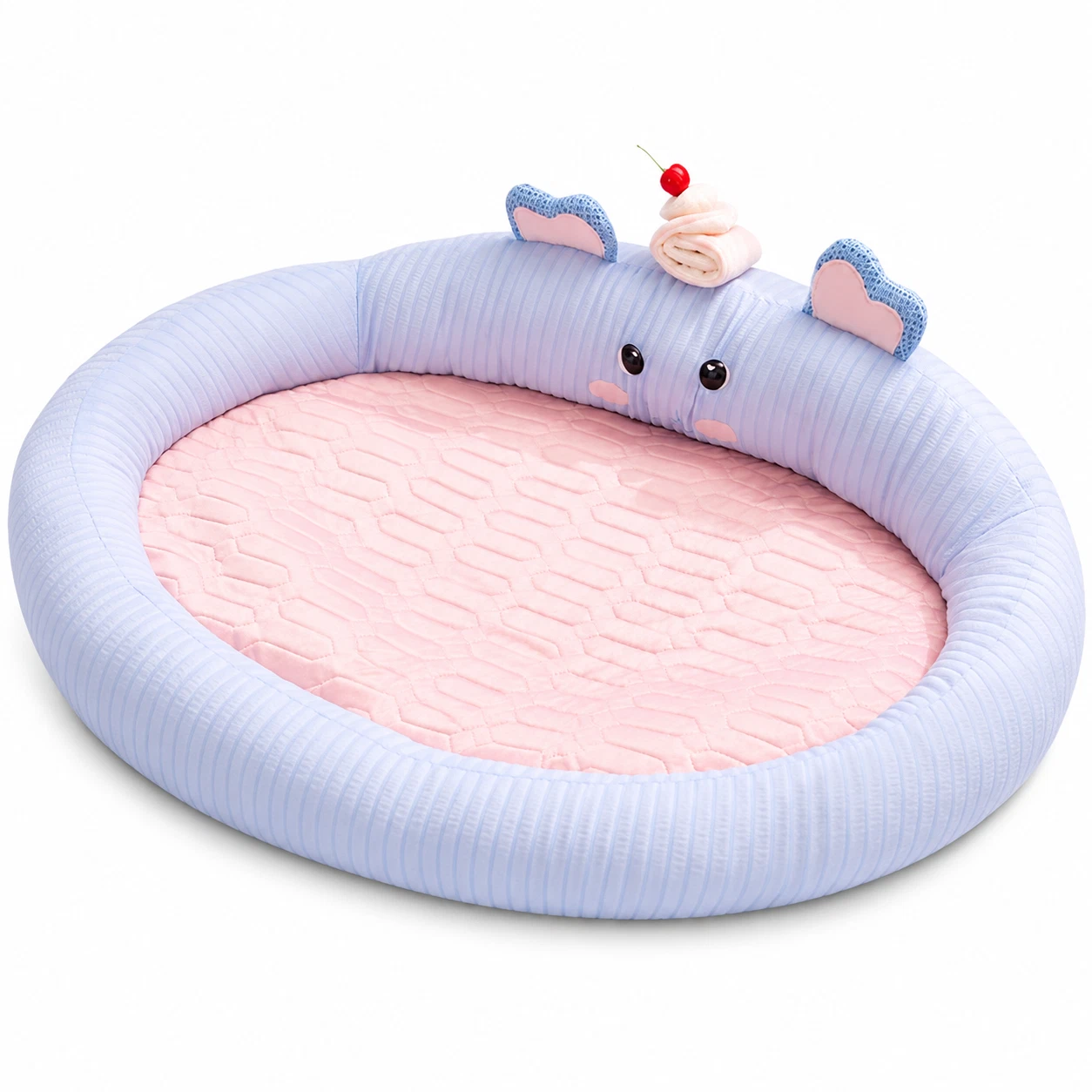 Cooling Pet Bed for Animals, Ice Silk Latex Cat Bed with Neck Support