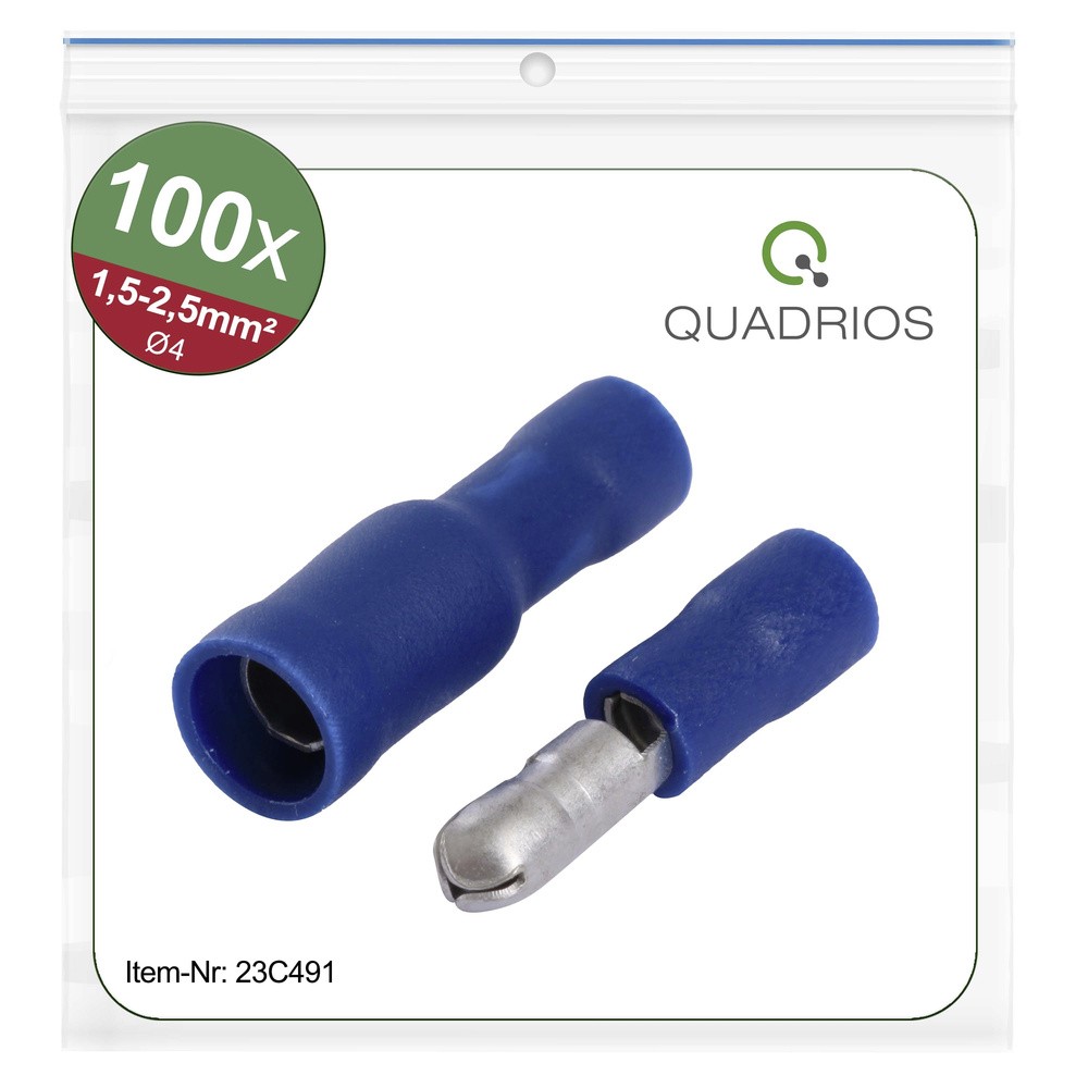 Quadrios 23C491 Rundstecker 1,5 мм2 2,5 мм2 Blau 100 St.