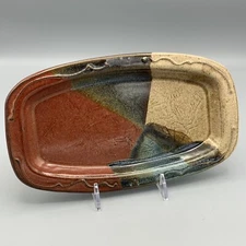 Art Pottery Glazed Vanity Tray Olive Dish Trinket Dish Kitchen Serving Addington