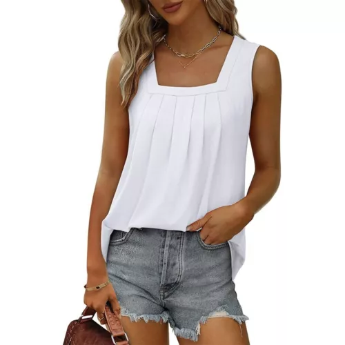 Womens Loose T-Shirt Ladies Blouse Summer Casual Sleeveless Basic Vest Tank Tops - Picture 21 of 23
