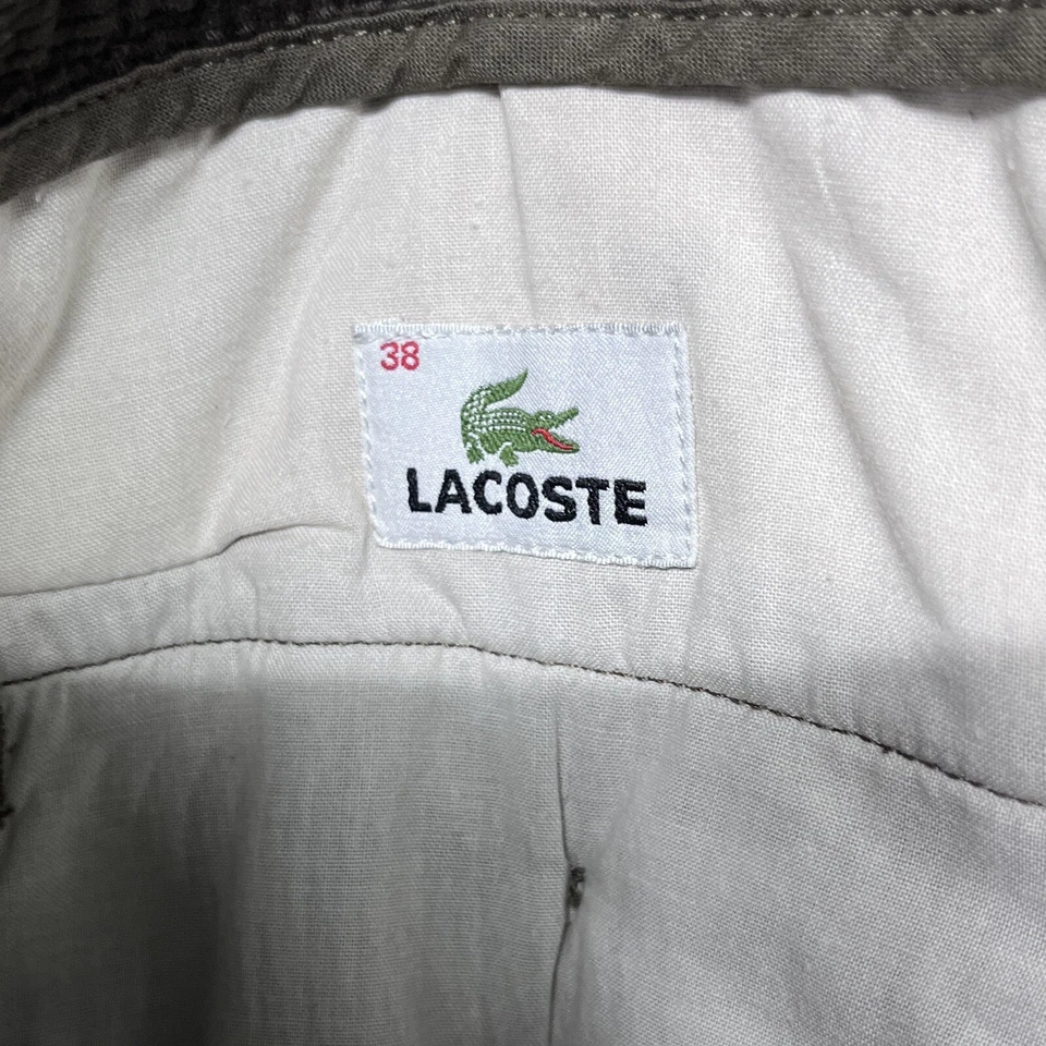 Pantalones de Pana LACOSTE Hombres 38x30 Marrón Preppy Chino Old Money Recto 2605 Foto 4 de 4