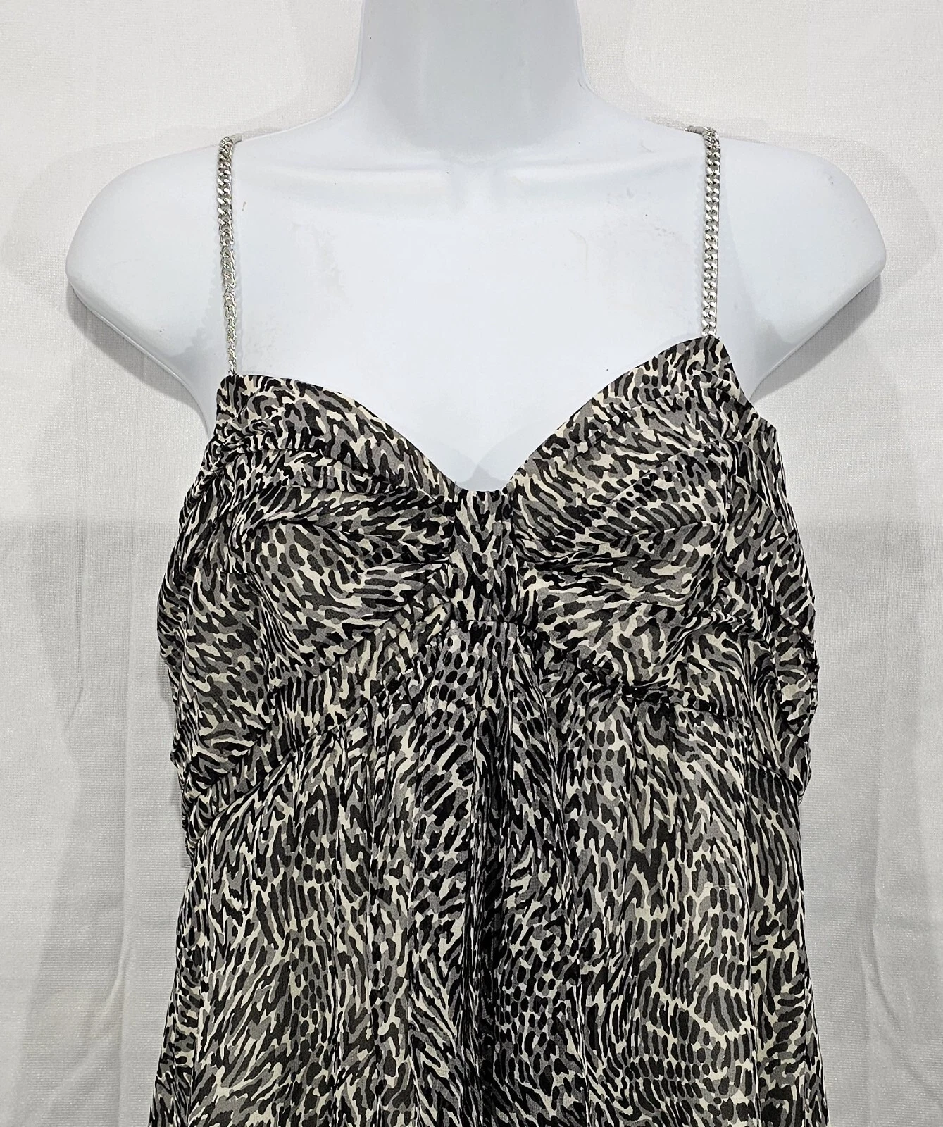 Abito donna Michael Kors seta babydoll chiffon nero taglia XL fata scura anni 90 Y2K